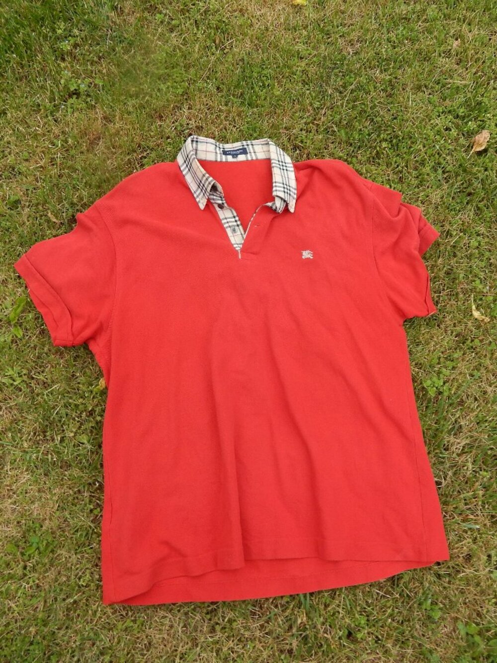 Burberry London Mens Polo Shirt w/Plaid Color Size 7